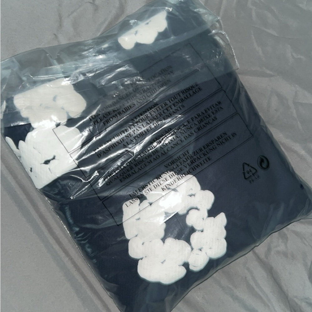 size m navy denim tears sweatpants